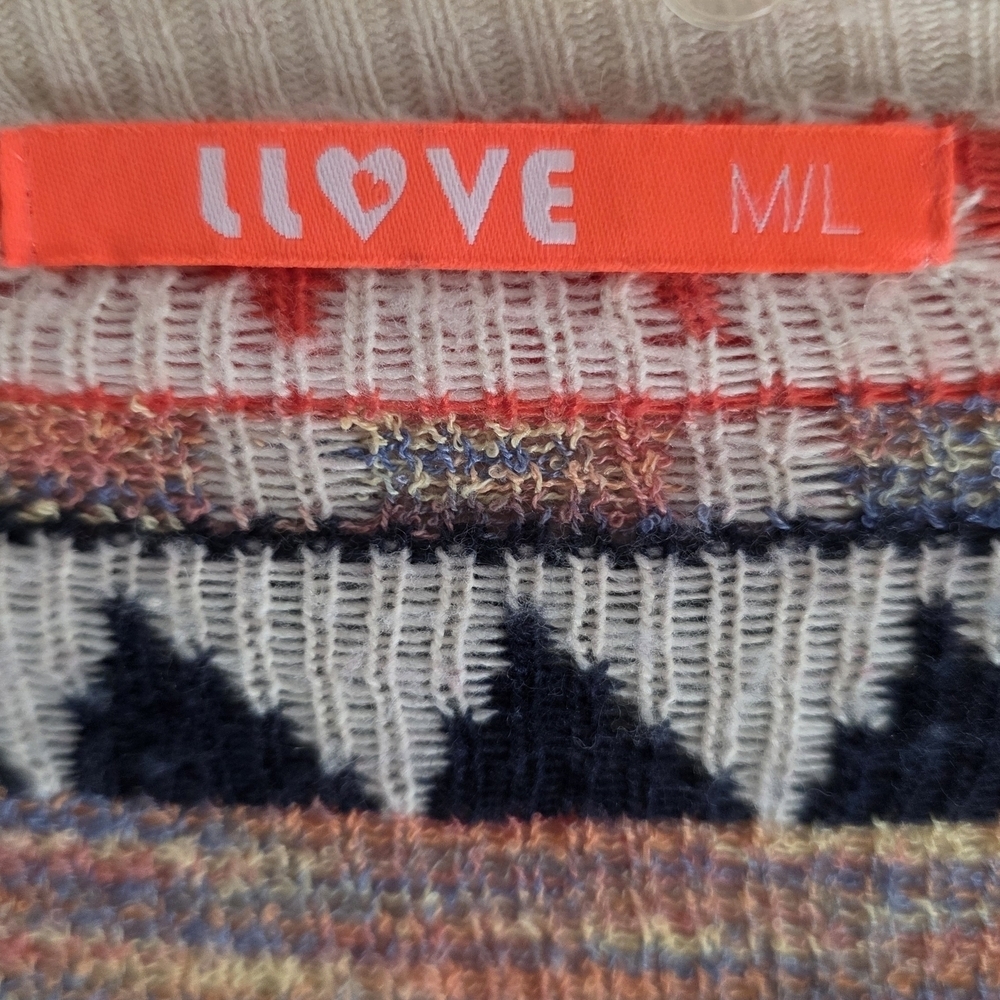Love Women's Aztec Patterned Cardigan - Pink, Orange, Cream, and Navy - Picture 2 of 4